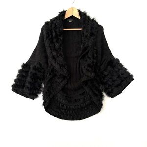 Rudsak Ribbed Knitted Rabbit Fur Cardigan Size M/L